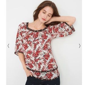 WHBM floral, fall colored on or off the shoulder blouse size large